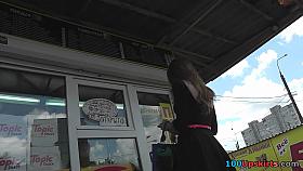 Upskirt video with young angel in the black dress