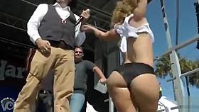 Big ass midget cutie dances on stage