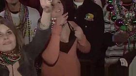 Group of hot babes showing their tits at Mardi Gras