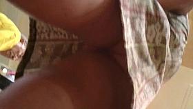 MILF pink thong upskirt