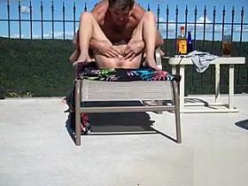 Nudist girl's pussy gets penetrated by the pool