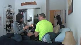 Brunette girlfriend making home voyeur porn show with bf