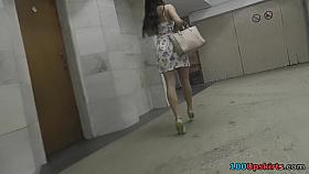 Eye-catching upskirt on the stairs