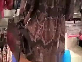 Shopping girl`s no panties upskirt