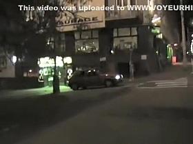 Naked evening stroll through the city streets