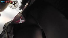 Brunette coquette in the amateur public upskirt