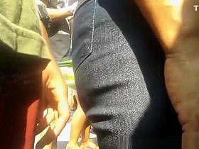 Dude rubs his crotch on chubby woman&rsquo;s ass