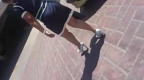 Candid latina mature whith dress and white high heels