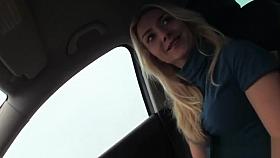 Hitchhiker teen fucks huge dick in car