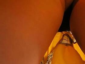 Hot ass in black thong upskirt public shot in a bus