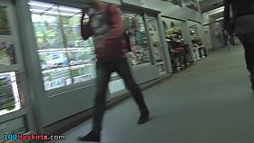 Awesome transparent pantyhose in upskirt clip