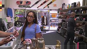 Sexy Young Nurse Stuffs Panties Up Her Cunt For Cash