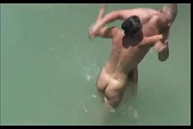 Nude Beach - Hot MMF Threesome on the Shore