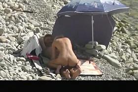 Blonde nudist woman sucks and rides dick