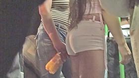 Hot babes with nice butts caught on candid street voyeur cam
