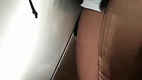 Sexy ripped pantyhose on a hot ass chick in public