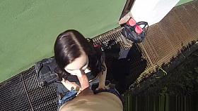 Amateur teen gives bj and gets cum on tits