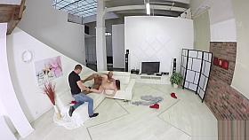 Slutty girl rubs slit and gets licked and nailed in pov