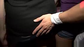 Curious girls touching male strippers