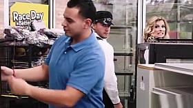 Busty Milf bangs dude in grocery store