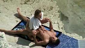 Voyeur missionary sex by the ocean