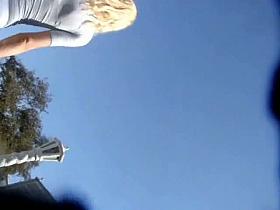 a perfect blond porn star upskirt slow motion in the sunshine