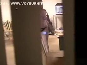 Stalking girl through window