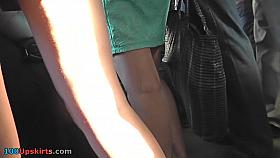 Brunette's ass underneath jeans skirt in upskirt video