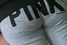 Dark Brown butt in starbucks
