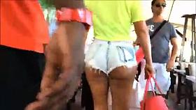 Big Ass With Hot Short Walk In The Street