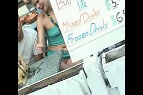 Tiny slanted skirt makes a perfect target for my voyeur pussy video