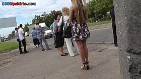 Young babe in sexy panties in the vouyer upskirt video