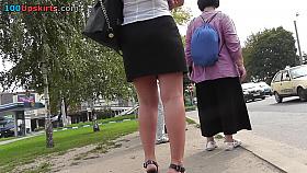 Trying to let off brunette hair upskirt on a stop