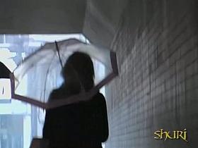 Asian babe has her panties pulled during street sharking.