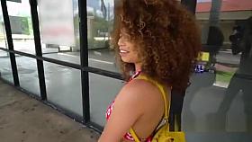 Voyeur fucks braless ebony cutie pov