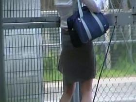 Skinny innocent hottie loses her green skirt after some stranger snatches it