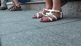 Pink undies upskirt voyeur street candid video