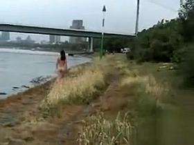 Czech amateur chick is walking naked in public