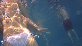 Underwater Hidden Girl in White Bikini loop Tatto