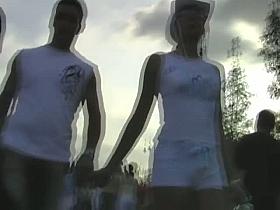 White shorts girl walks like a sexy supermodel on cam