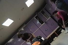 Changing room spy cam shoots fems that came to the gym