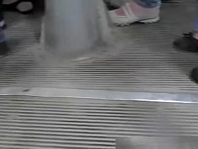 Hot sexy blonde in short dress upskirt