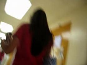 Walking upstairs and flashing exciting up skirts