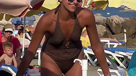 Pussy slip while she snaps selfies