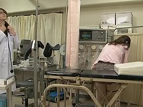 Cute Jap moans while dildoed hard during medical exam