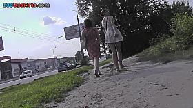 G-string upskirt footage of a babe wearing mini skirt