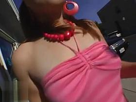 Naughty girl doing some public flashing