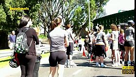 Fit girls showing off on the street in this non-nude voyeur video