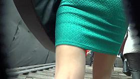 tight blue dress stockings upskirt