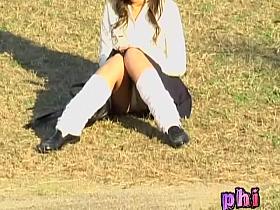 Cheery oriental schoolgirl loses her outfit during fast sharking adventure